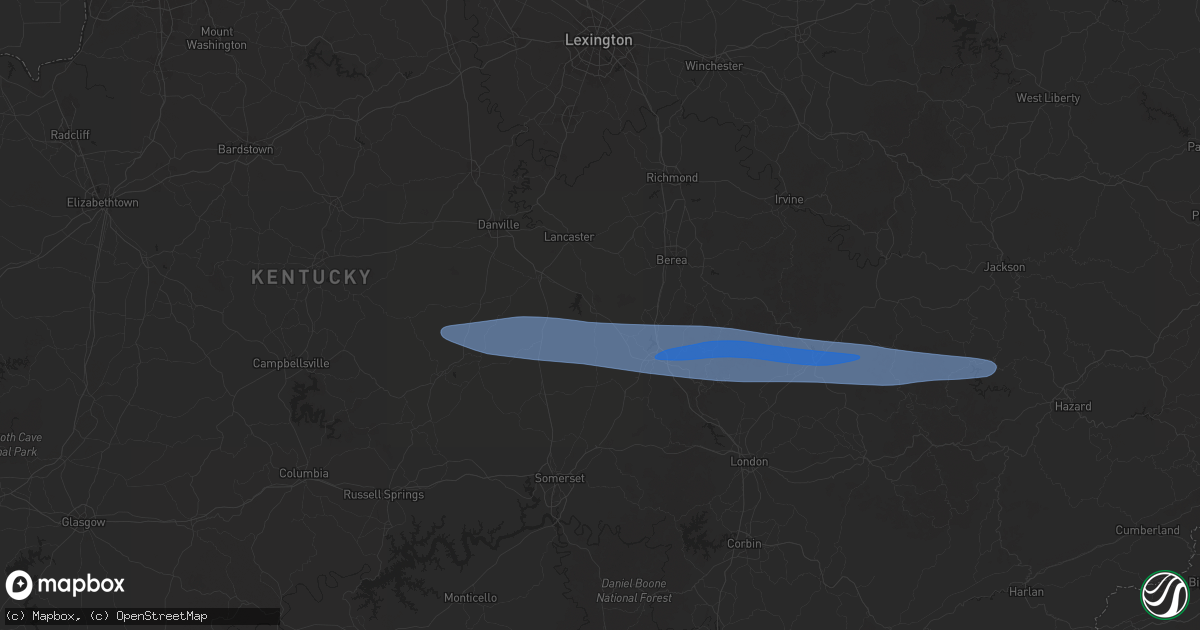 Hail map in Crab Orchard, KY on February 6, 2025