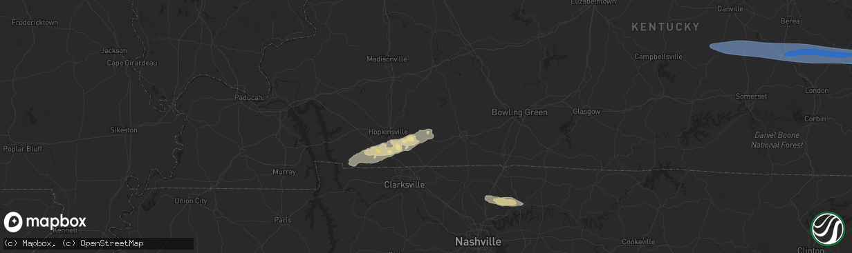 Hail map in Elkton, KY on February 6, 2025