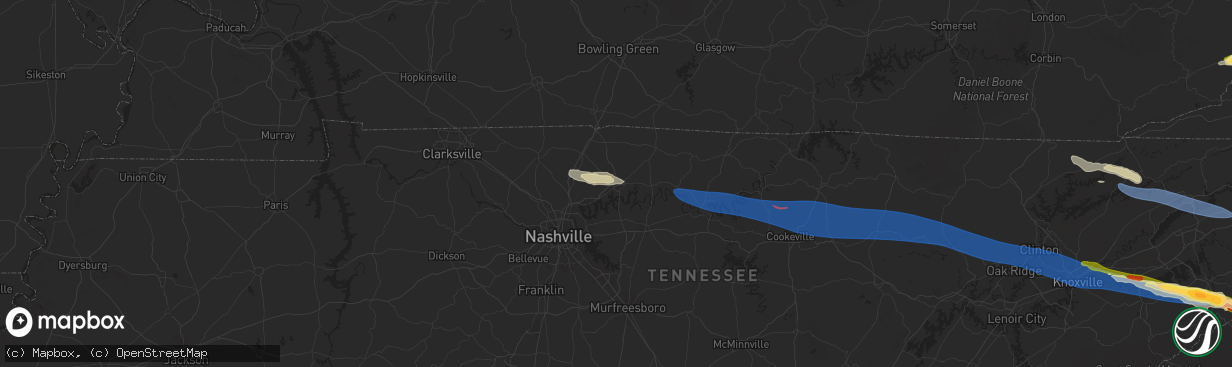 Hail map in Gallatin, TN on February 6, 2025