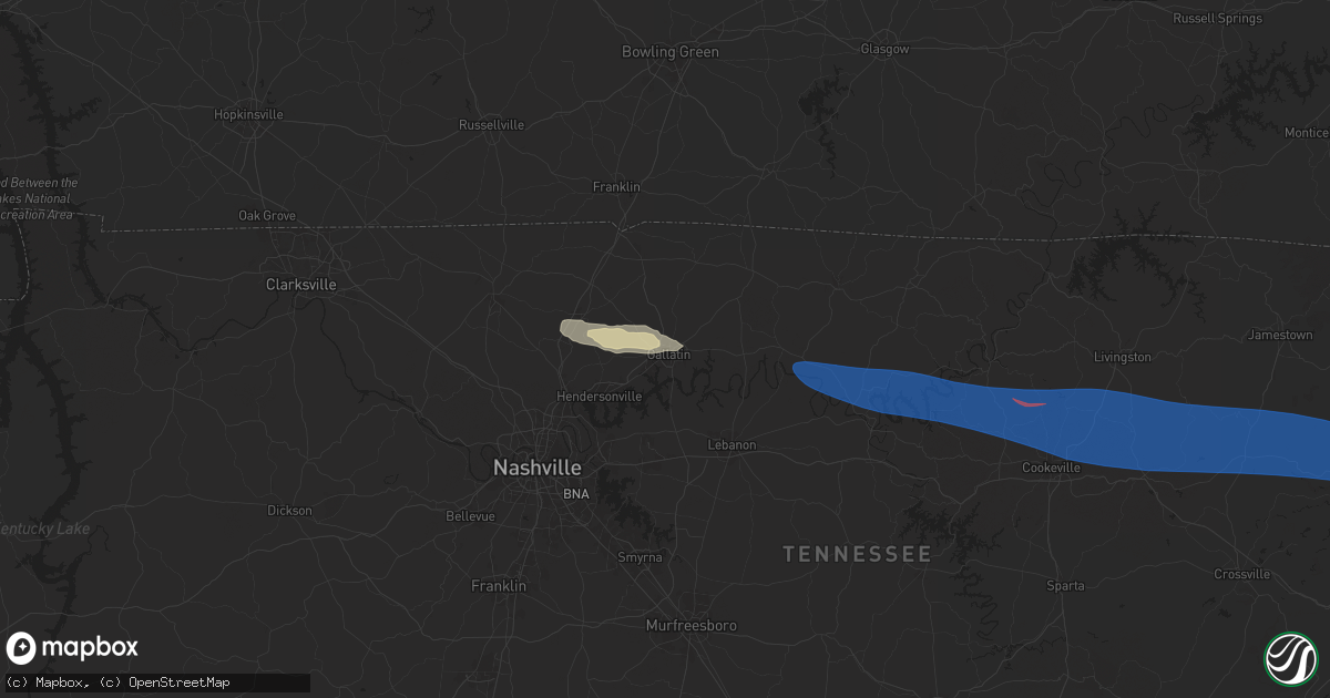 Hail map in Gallatin, TN on February 6, 2025