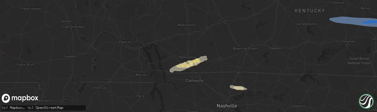 Hail map in Hopkinsville, KY on February 6, 2025