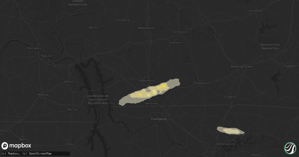 Hail map in Hopkinsville, KY on February 6, 2025