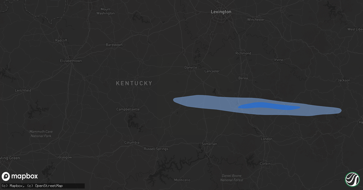 Hail map in Hustonville, KY on February 6, 2025