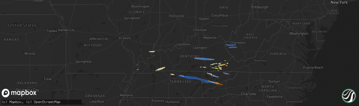 Hail map in Kentucky on February 6, 2025