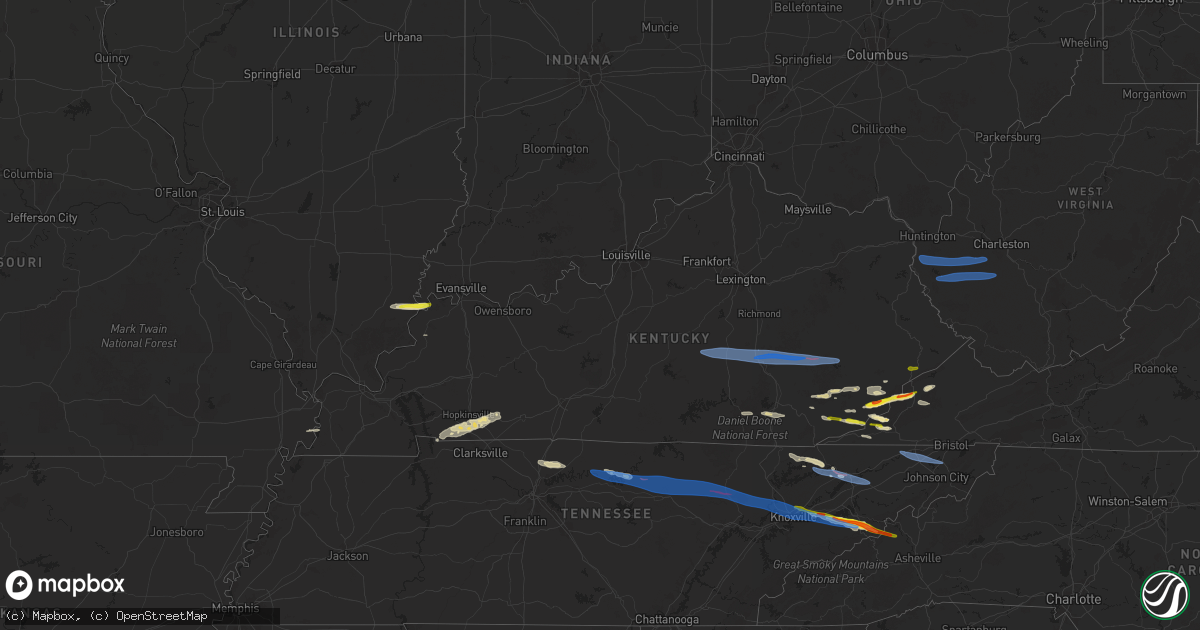 Hail map in Kentucky on February 6, 2025