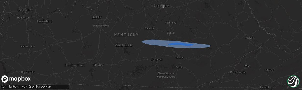 Hail map in Kings Mountain, KY on February 6, 2025