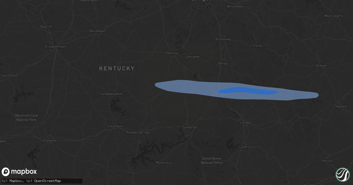 Hail map in Kings Mountain, KY on February 6, 2025
