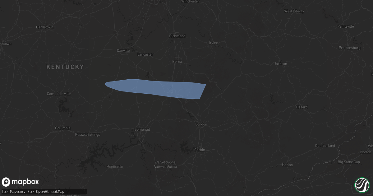 Hail map in Livingston, KY on February 6, 2025