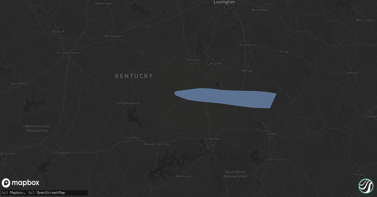 Hail map in Middleburg, KY on February 6, 2025