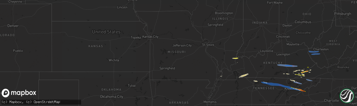 Hail map in Missouri on February 6, 2025