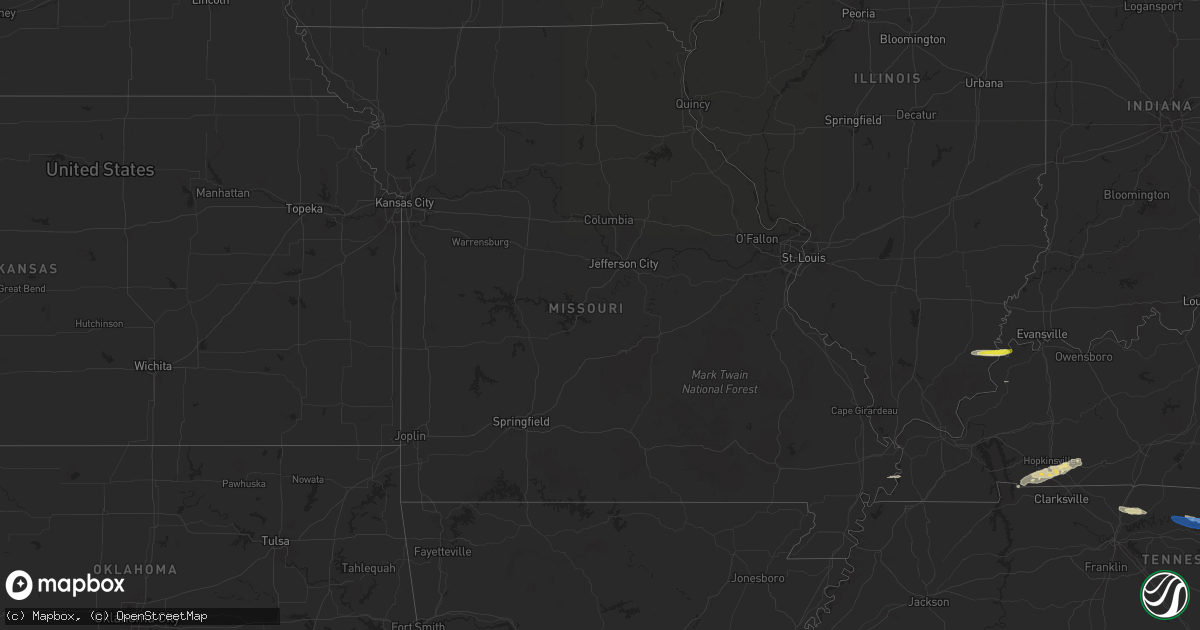 Hail map in Missouri on February 6, 2025