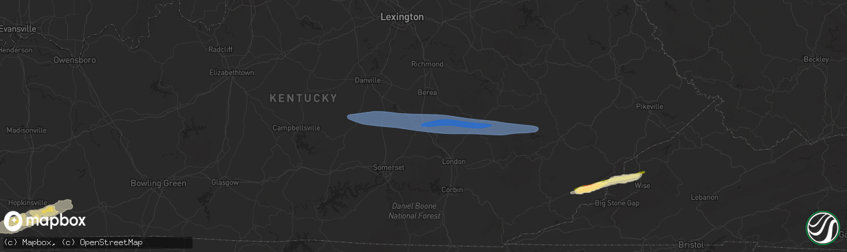 Hail map in Mount Vernon, KY on February 6, 2025