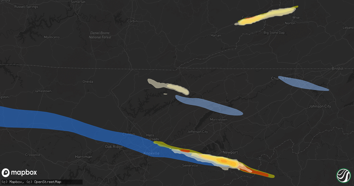 Hail map in New Tazewell, TN on February 6, 2025
