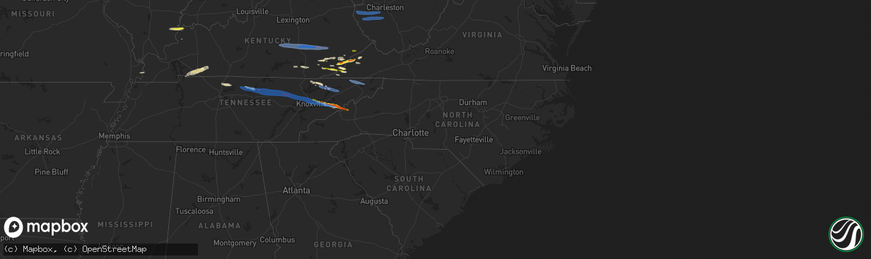 Hail map in North Carolina on February 6, 2025