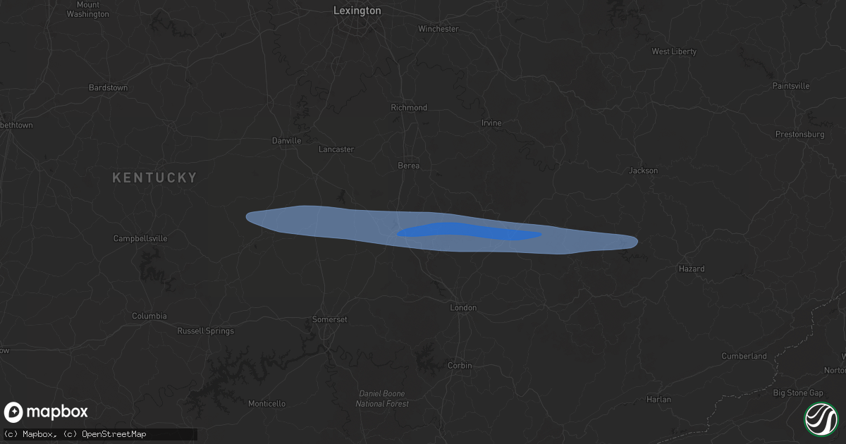 Hail map in Orlando, KY on February 6, 2025