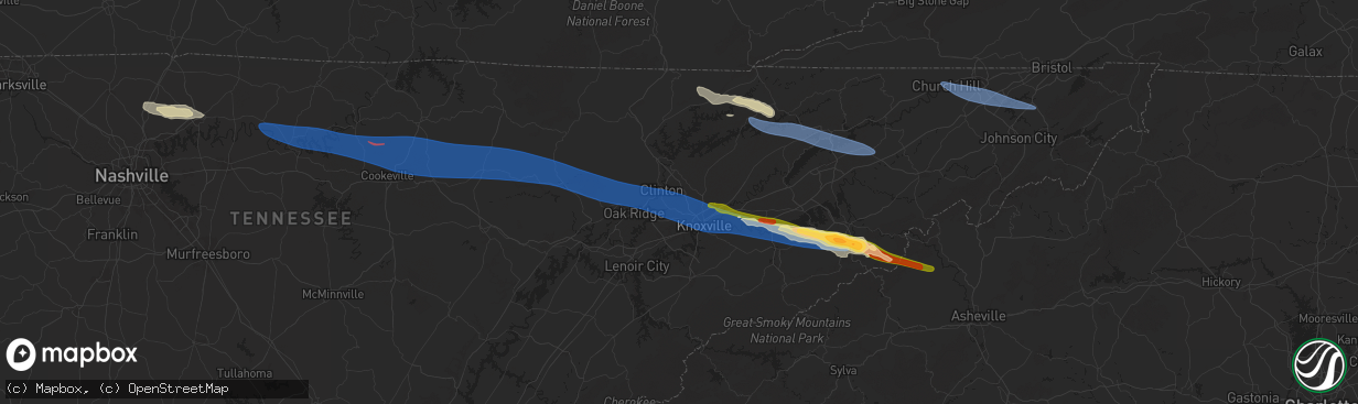 Hail map in Powell, TN on February 6, 2025