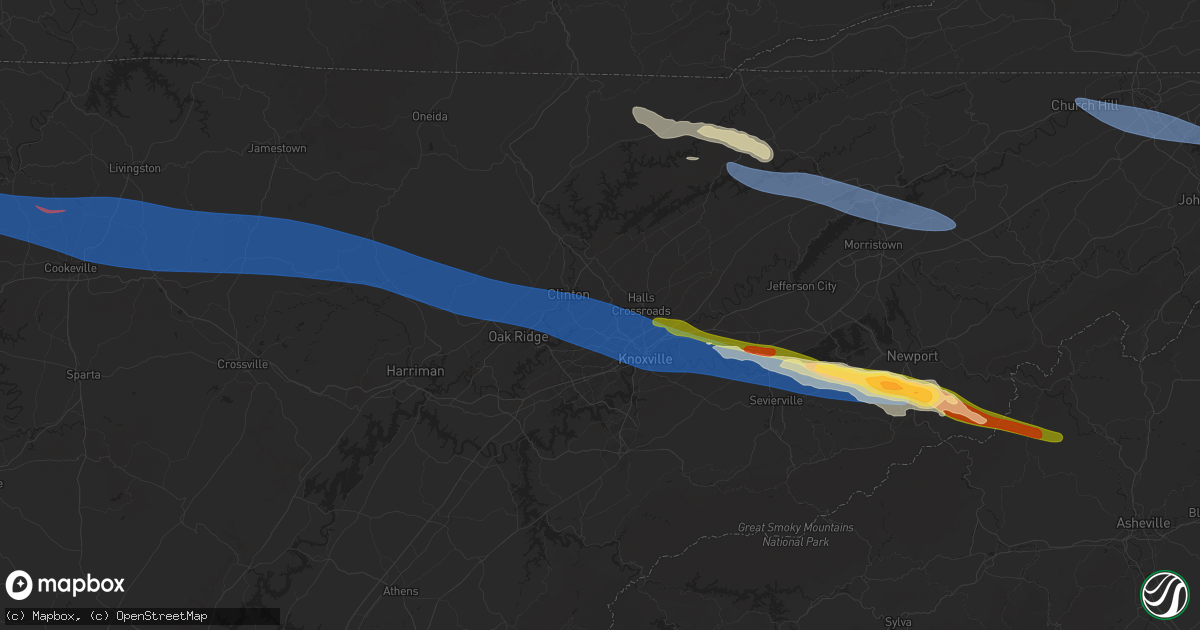 Hail map in Powell, TN on February 6, 2025