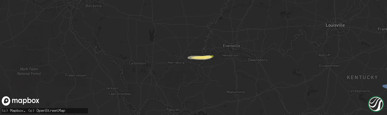 Hail map in Ridgway, IL on February 6, 2025