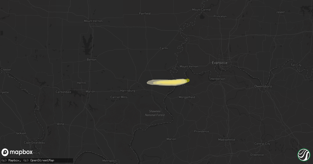 Hail map in Ridgway, IL on February 6, 2025