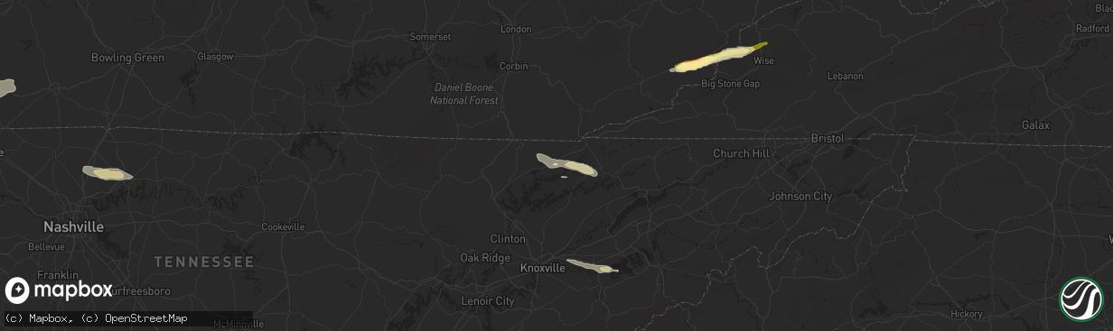 Hail map in Speedwell, TN on February 6, 2025