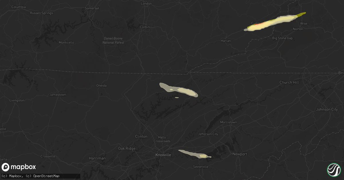 Hail map in Speedwell, TN on February 6, 2025