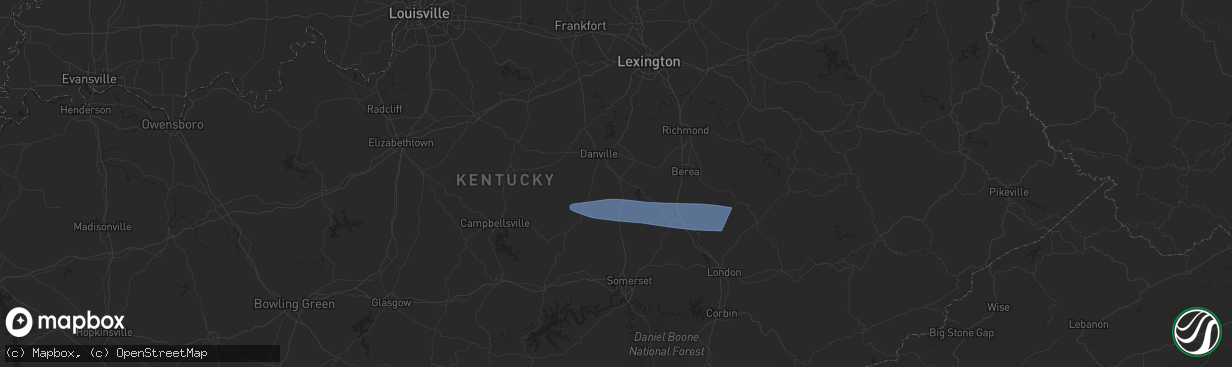 Hail map in Stanford, KY on February 6, 2025