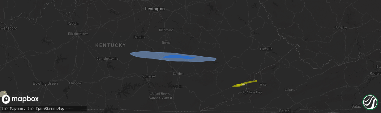 Hail map in Tyner, KY on February 6, 2025