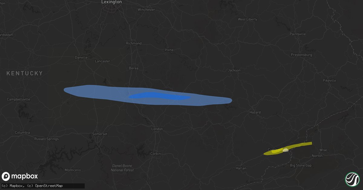 Hail map in Tyner, KY on February 6, 2025