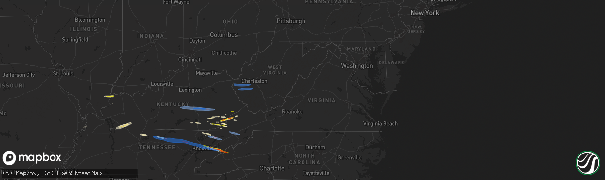 Hail map in Virginia on February 6, 2025