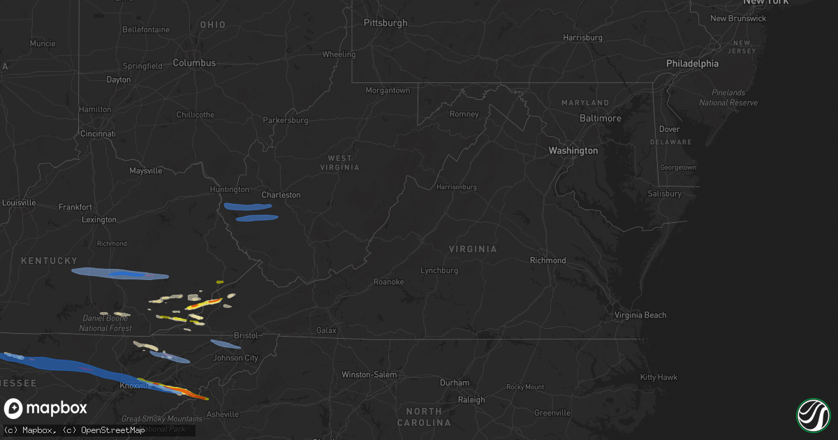 Hail map in Virginia on February 6, 2025