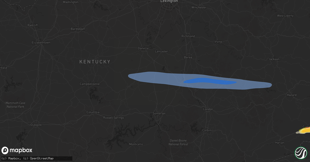 Hail map in Waynesburg, KY on February 6, 2025