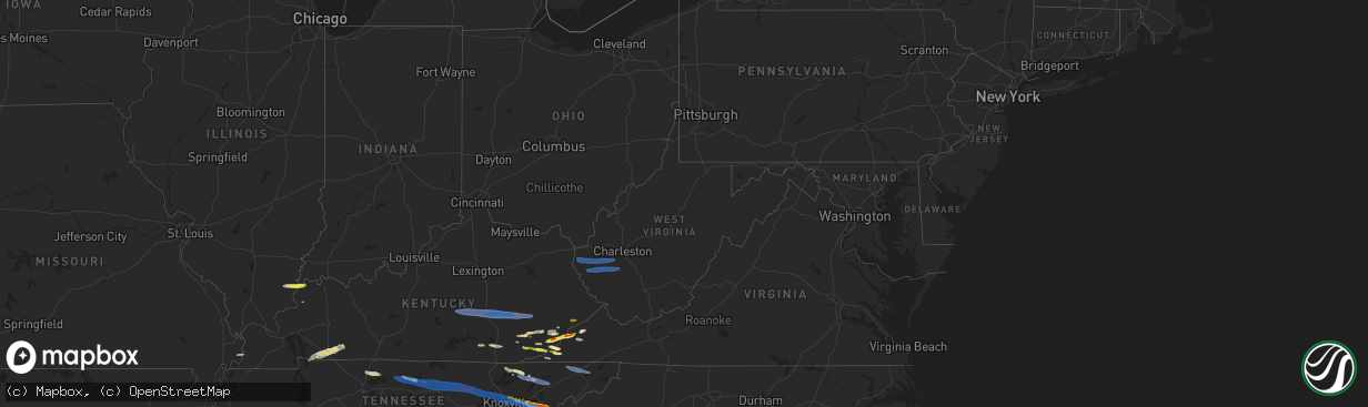 Hail map in West Virginia on February 6, 2025