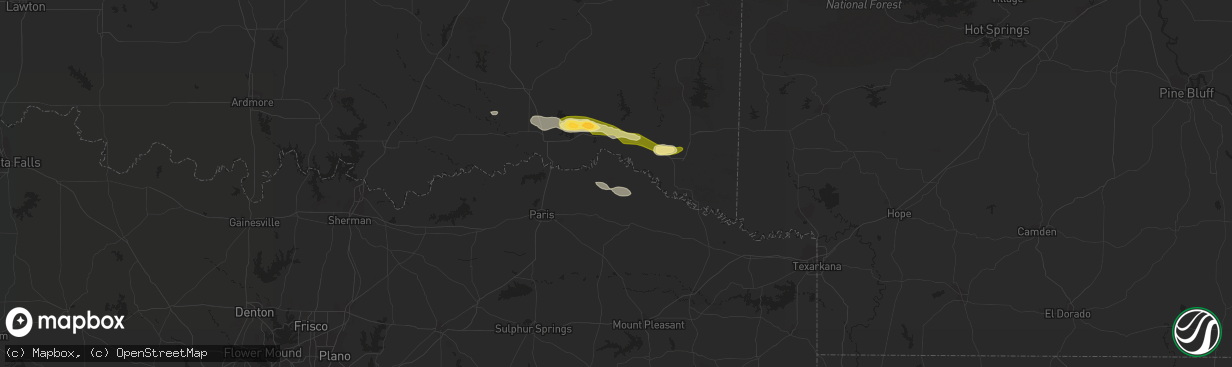 Hail map in Bagwell, TX on February 7, 2013
