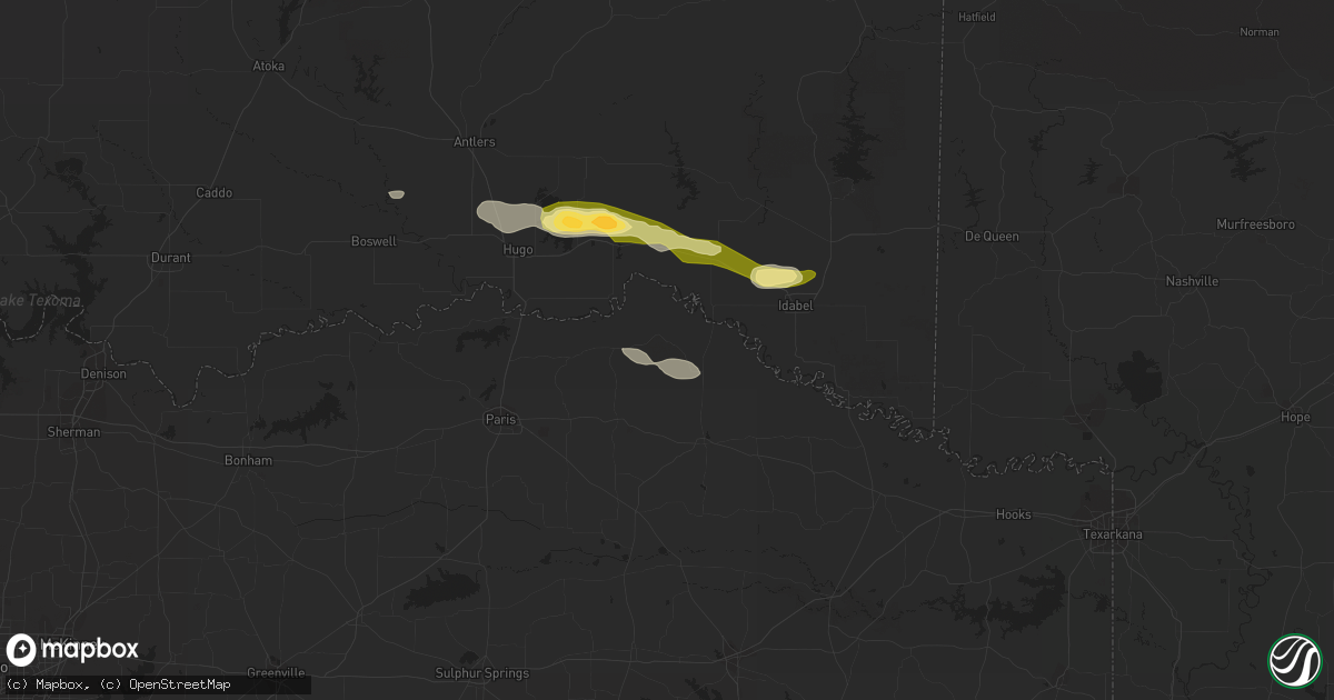 Hail map in Bagwell, TX on February 7, 2013