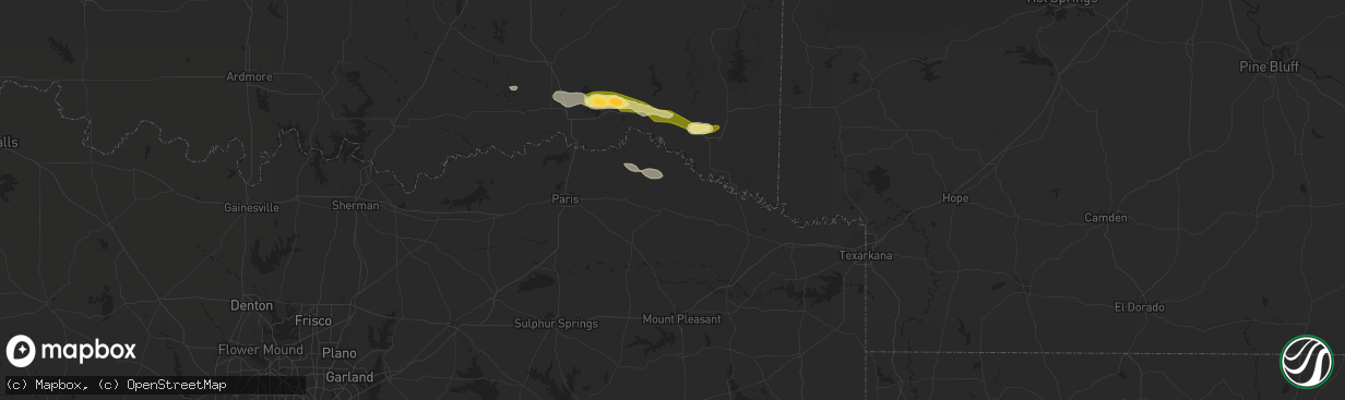 Hail map in Clarksville, TX on February 7, 2013