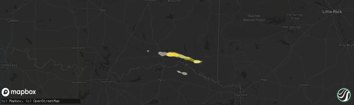 Hail map in Fort Towson, OK on February 7, 2013