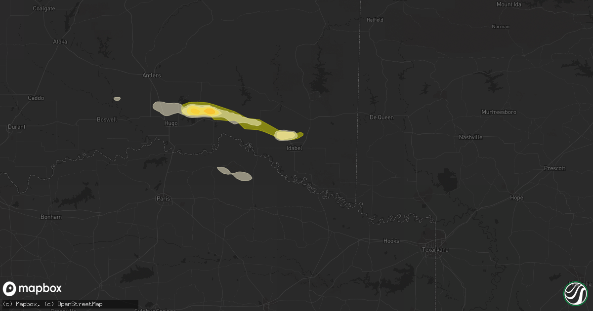 Hail map in Idabel, OK on February 7, 2013