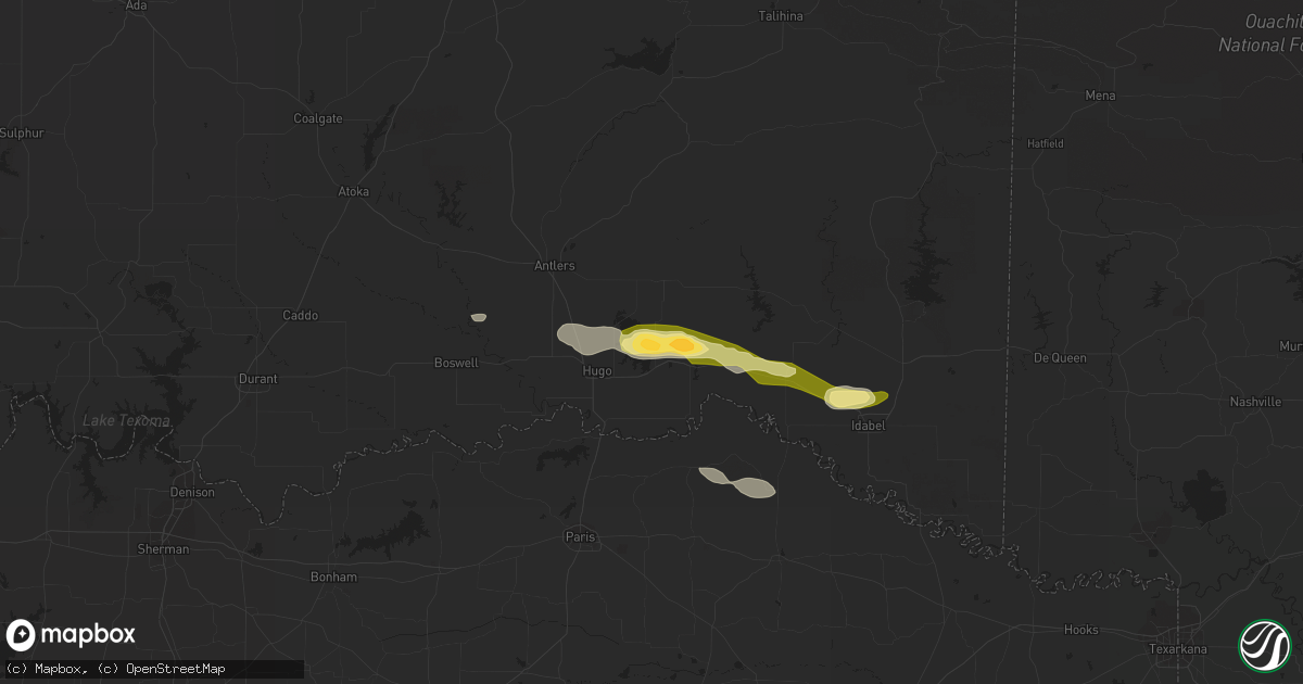 Hail map in Sawyer, OK on February 7, 2013