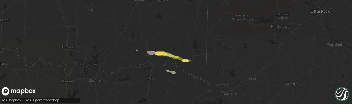Hail map in Valliant, OK on February 7, 2013