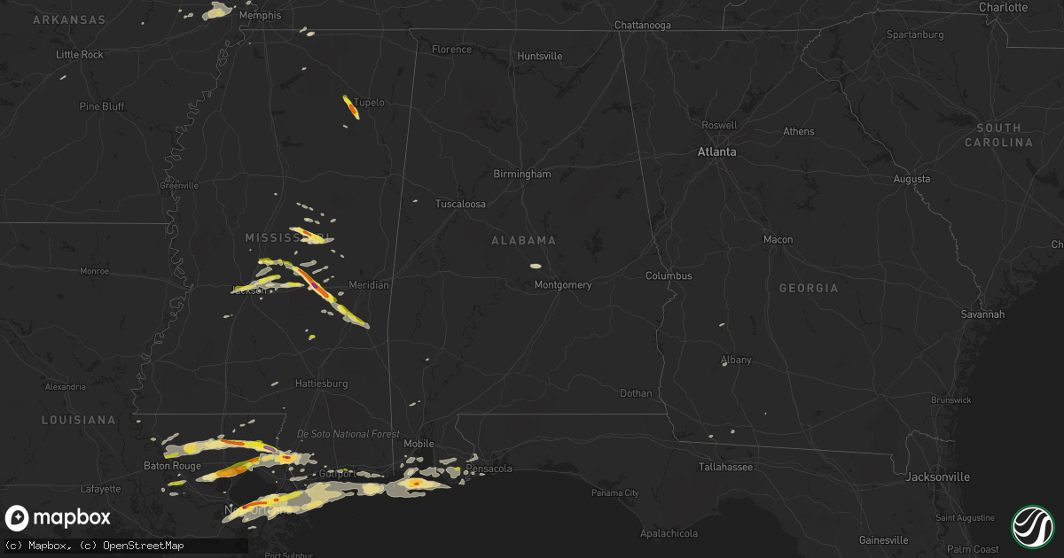 Hail map in Alabama on February 7, 2017