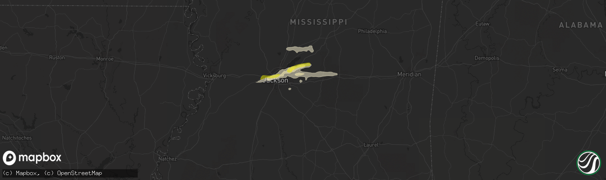 Hail map in Brandon, MS on February 7, 2017