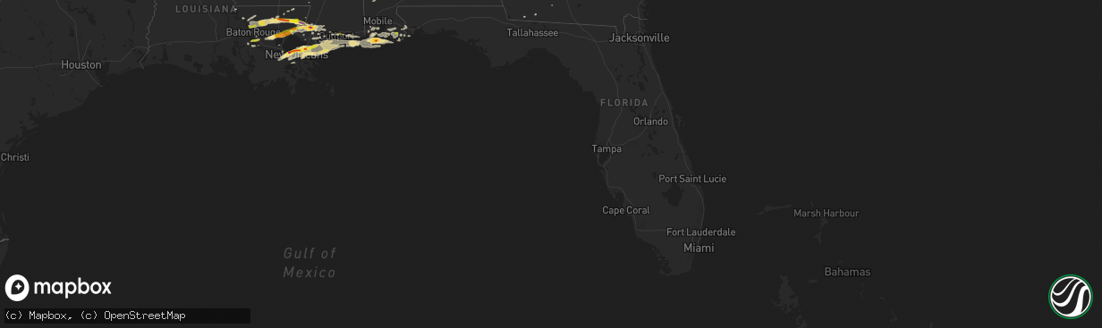 Hail map in Florida on February 7, 2017