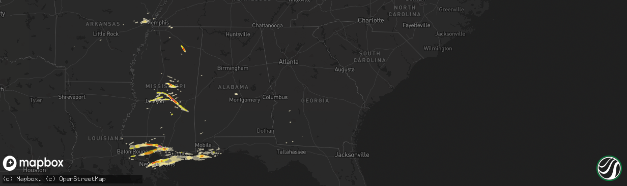 Hail map in Georgia on February 7, 2017