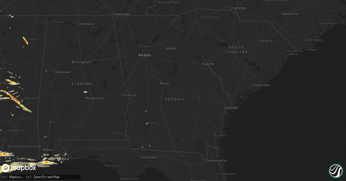 Hail map in Georgia on February 7, 2017