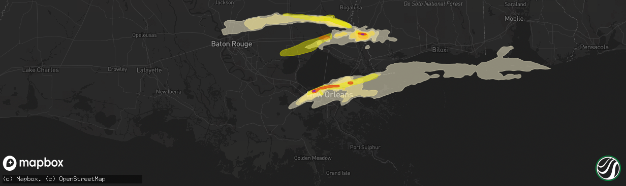 Hail map in Kenner, LA on February 7, 2017