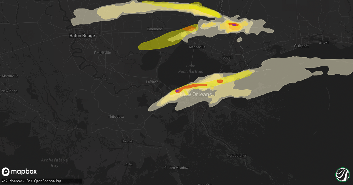 Hail map in Kenner, LA on February 7, 2017