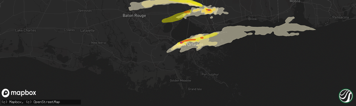 Hail map in Luling, LA on February 7, 2017