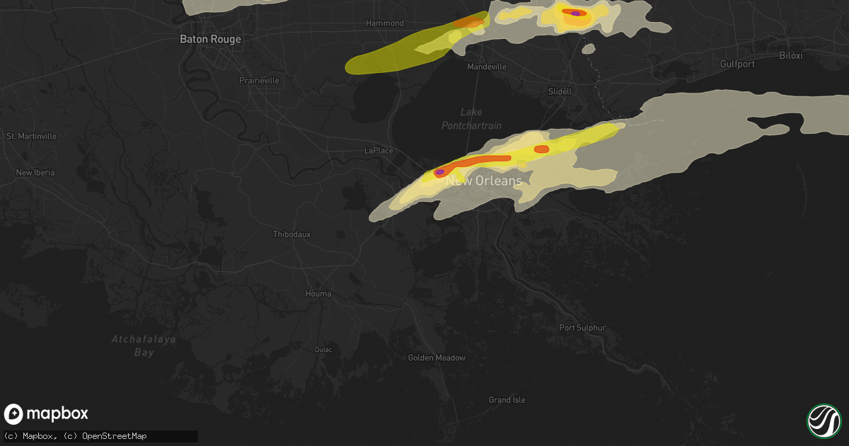 Hail map in Luling, LA on February 7, 2017