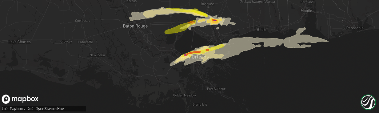 Hail map in Metairie, LA on February 7, 2017