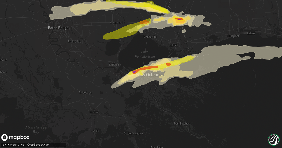 Hail map in Metairie, LA on February 7, 2017
